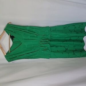 MARC JACOBS 100% Silk Heart Peplum Sleeveless V Neck Dress Romantic Love Bright